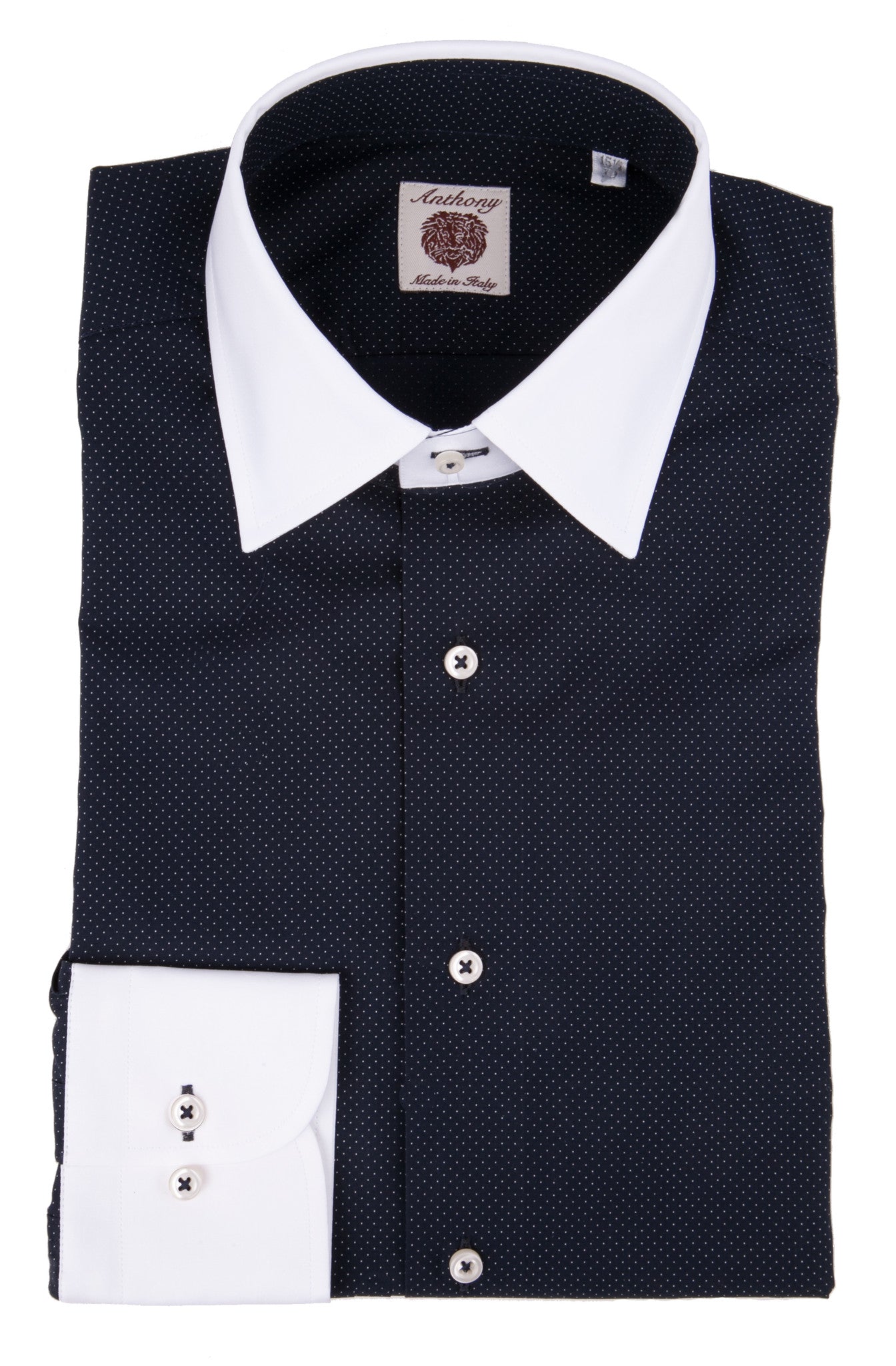 Two-Tone Pin Dot Print Dress Shirt