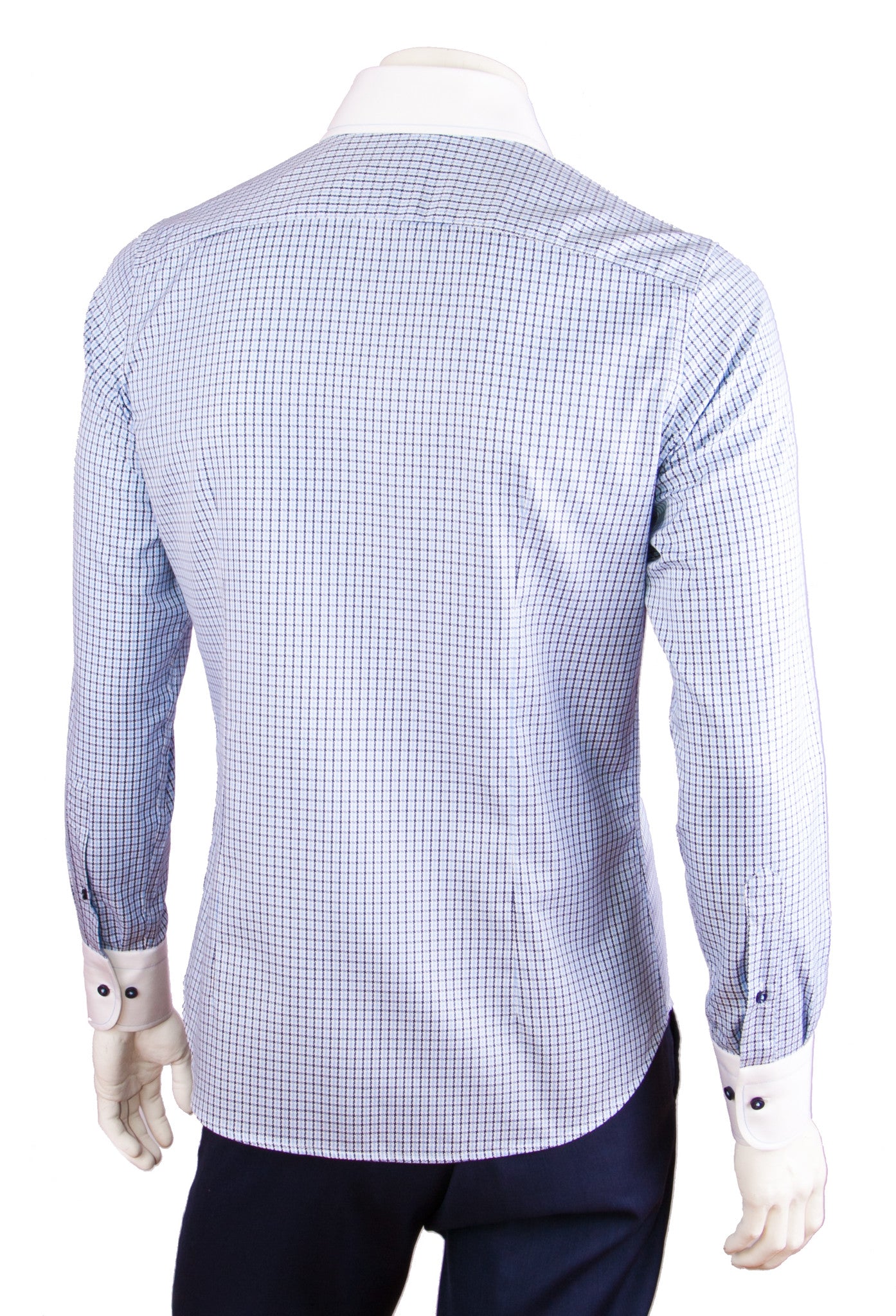 Two-Tone Check Print Cotton Dress Shirt